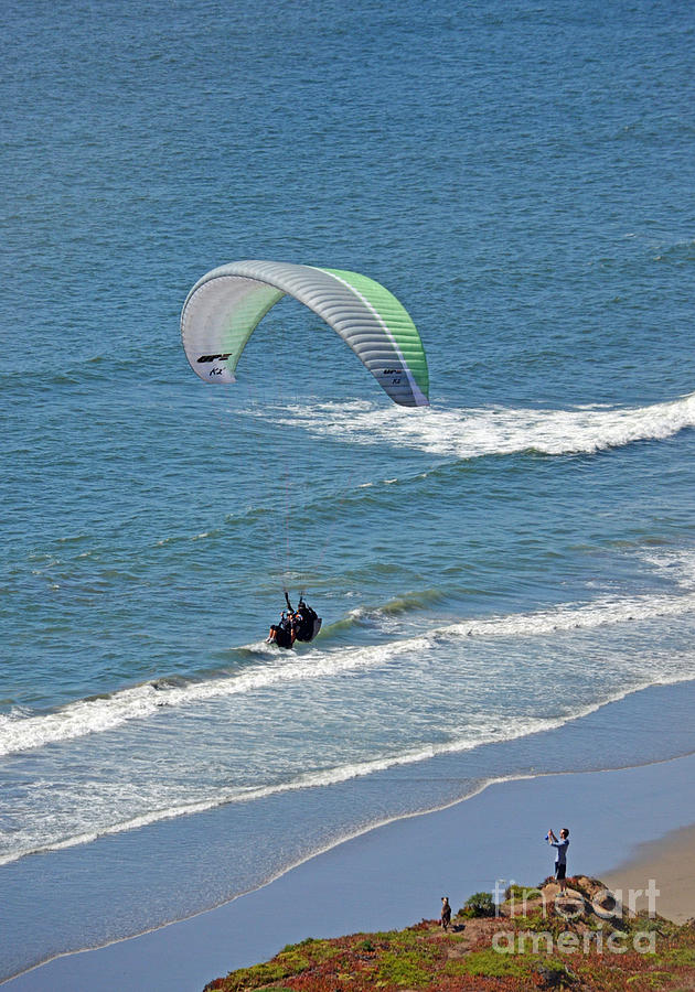 Taking a Photo of Hang Gliders In Daly City by the Pacific Ocean Photograph by Jim Fitzpatrick