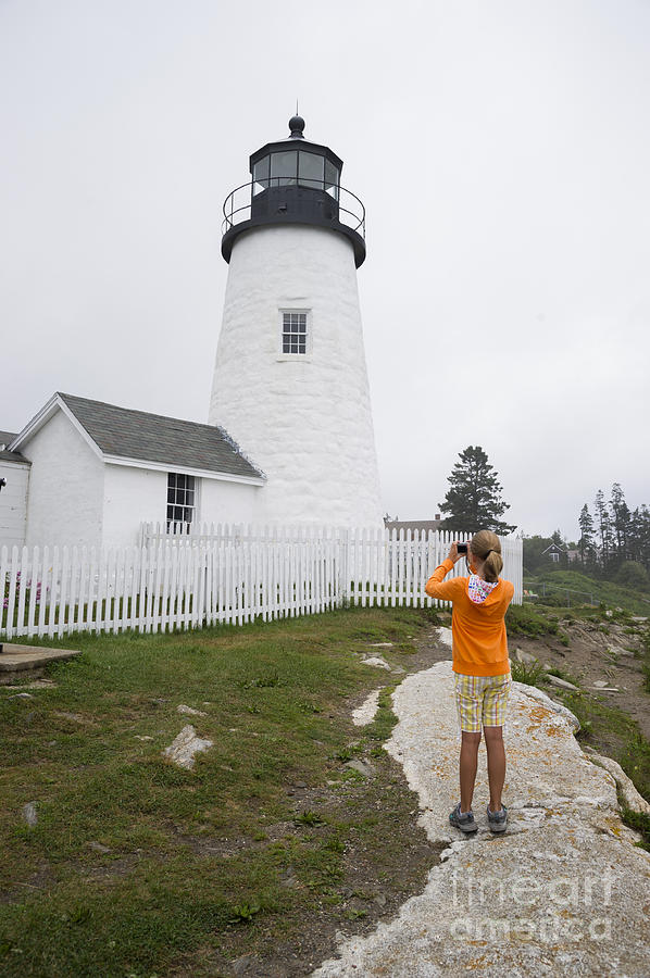 Taking a Photo of the Pemaquid Lighthouse Photograph by Don Landwehrle