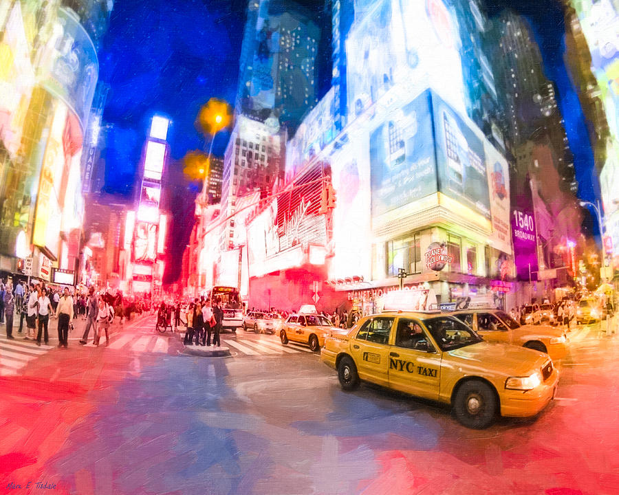 Taking A Taxi Through Times Square Digital Art by Mark E Tisdale