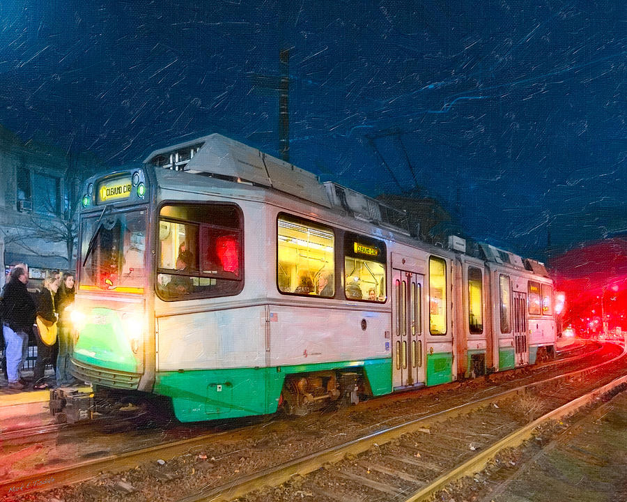 Taking The T At Night In Boston Photograph by Mark E Tisdale