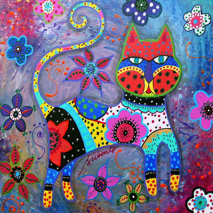 Talavera Cat II Painting by Pristine Cartera Turkus