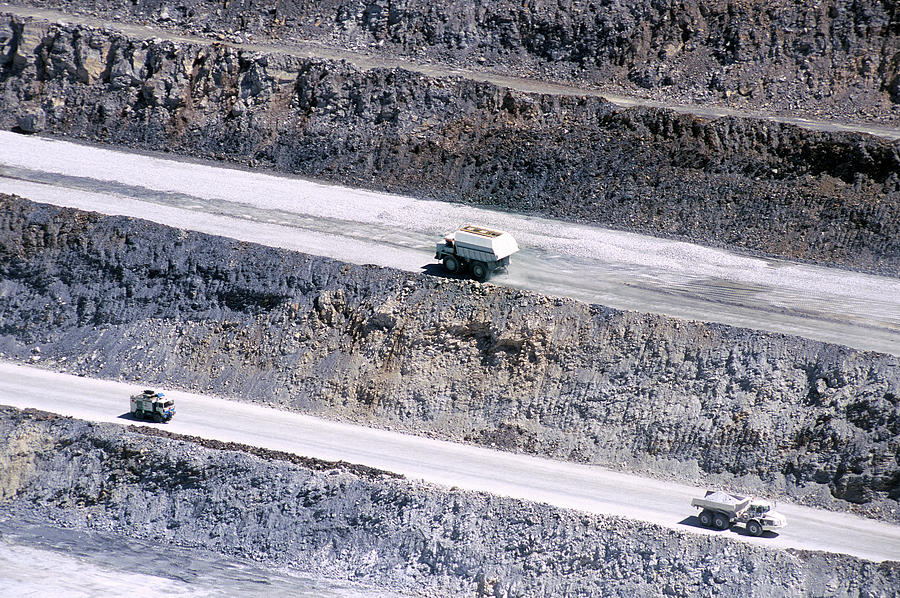 Talc Quarry Trucks Photograph by Philippe Psaila/science Photo Library