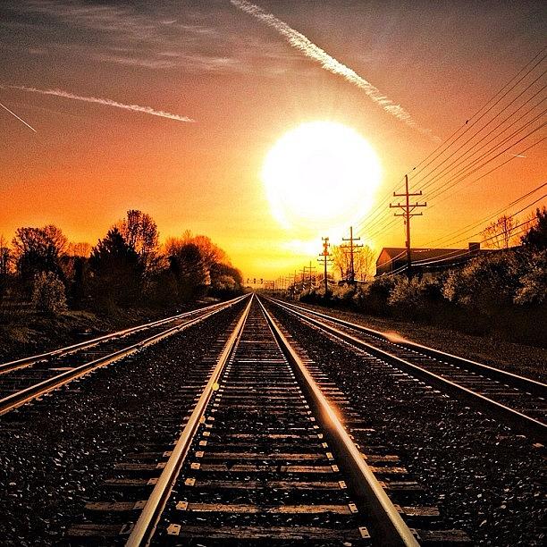 Train Photograph - #talented_igers #sunrise #train #sky by Pete Michaud