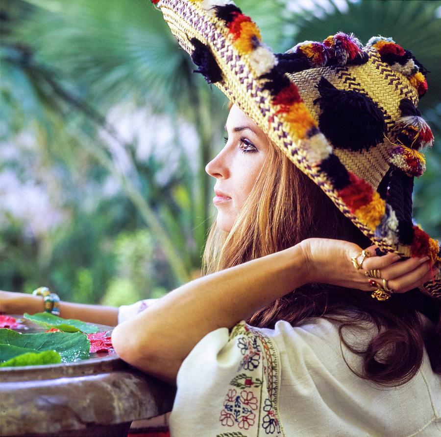 Talitha Getty Wearing A Sombrero Photograph by Patrick Lichfield