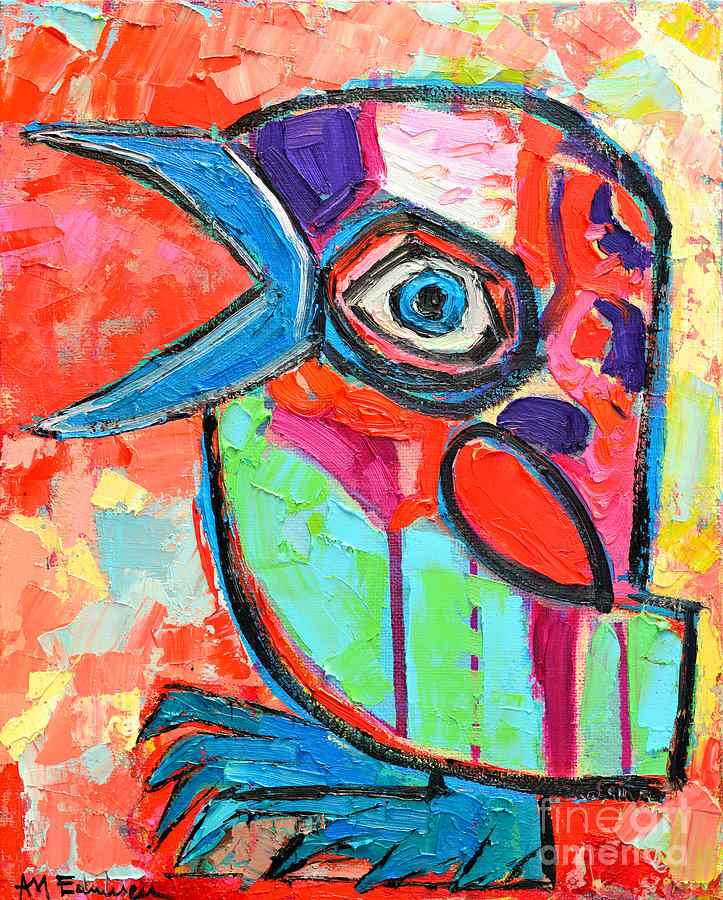Talkative Baby Bird First This Spring Painting by Ana Maria Edulescu