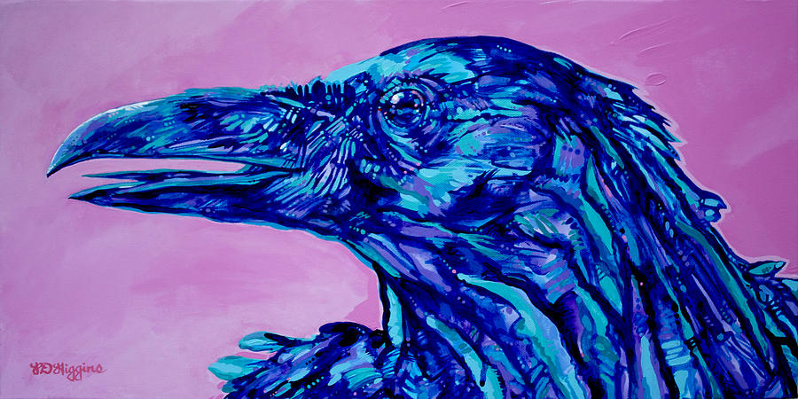 Raven Painting - Talking Raven by Derrick Higgins