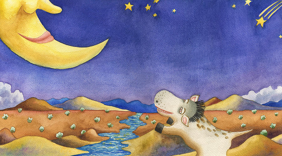 Book Illustration Painting - Talking to Mr. Moon by Anne Gifford
