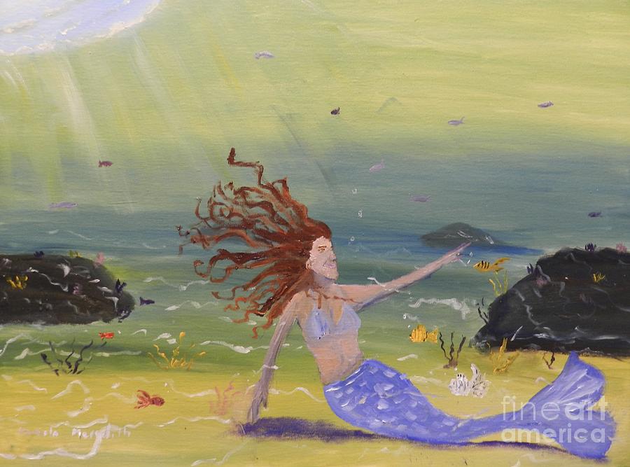 Mermaid Painting - Talking to the Fishes by Pamela  Meredith