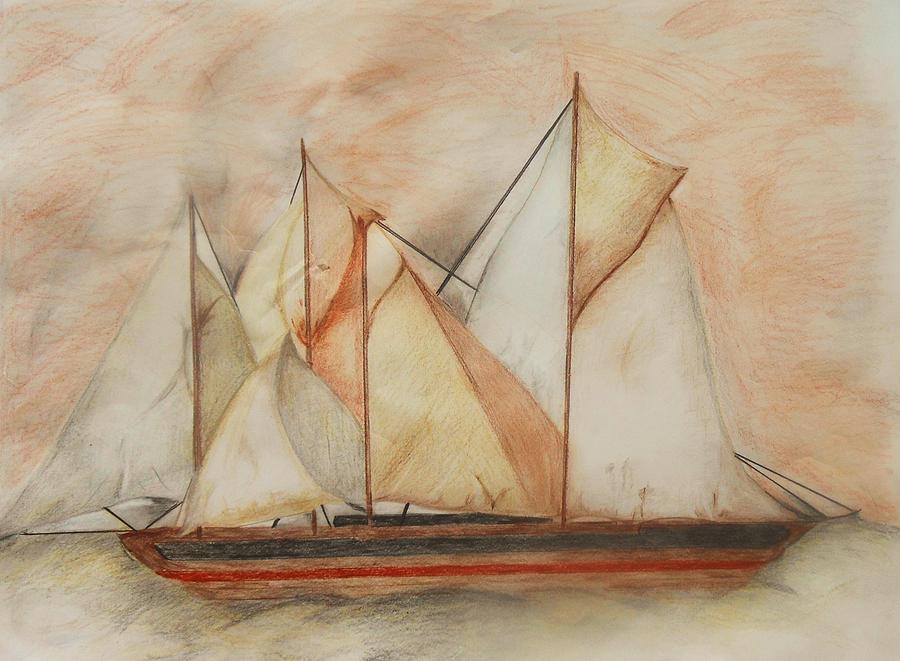 Ships Pastel - Tall Sails by Deborah Gorga