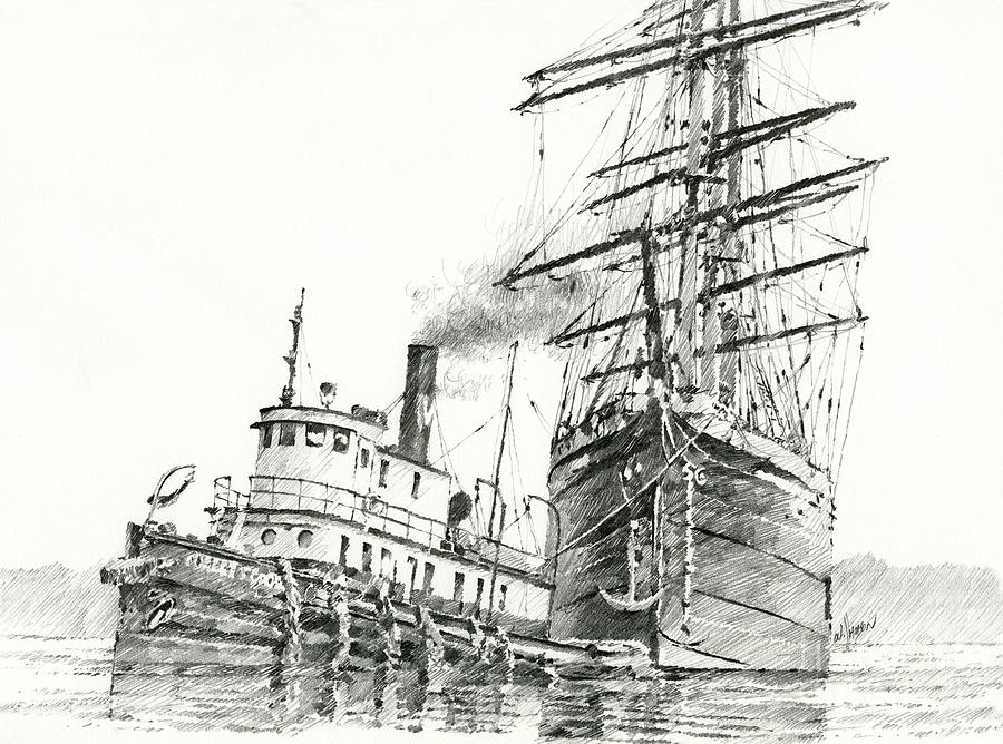 Tall Ship Assist Painting by James Williamson