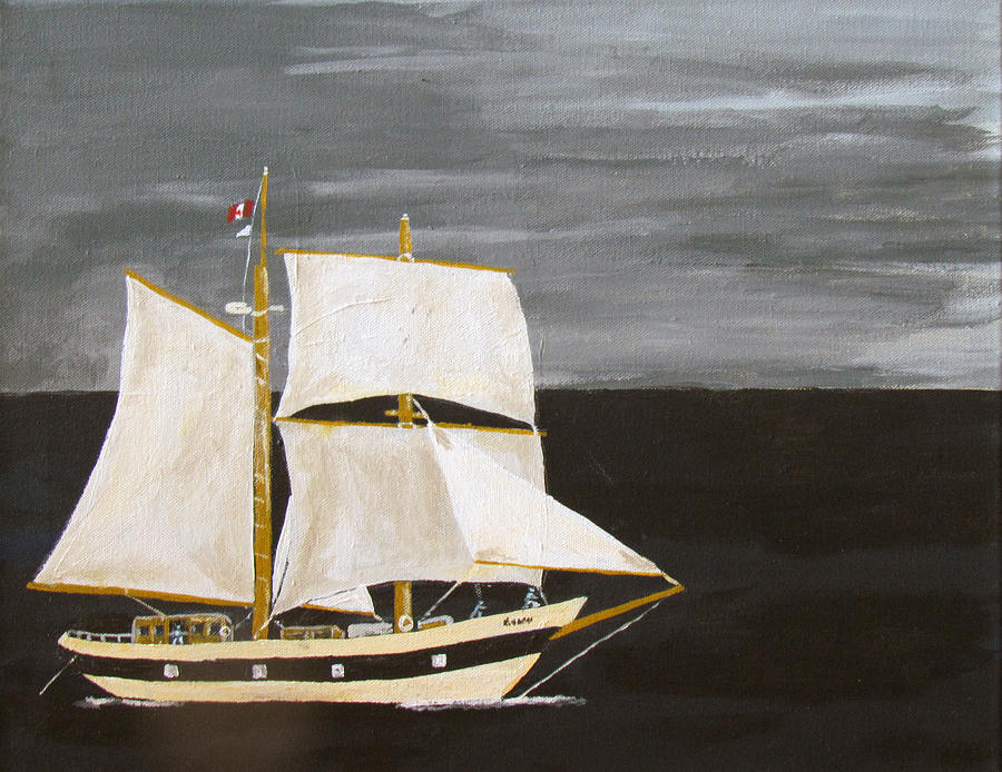 Tall Ship Painting - Tall Ship at Dusk by William Jack Thomas