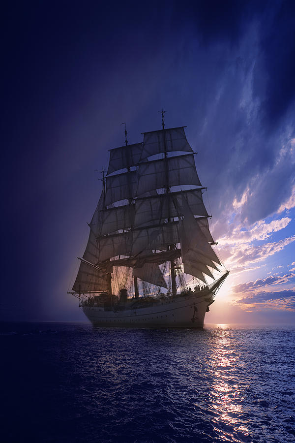 Tall ship at sunset Photograph by Jim Zuckerman | Fine Art America