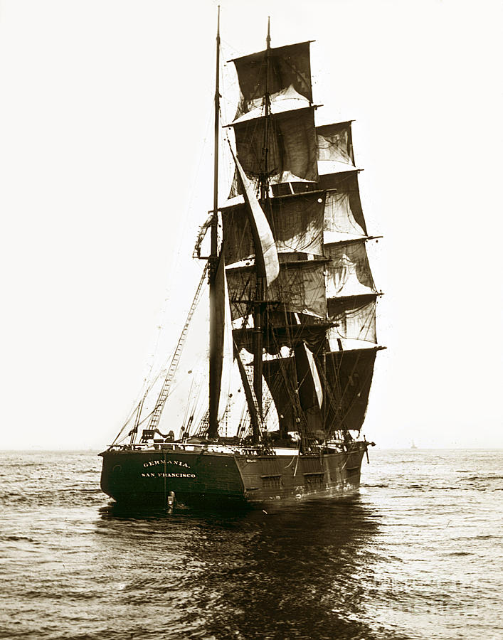 San Francisco Photograph - Tall Ship Germania out of San Francisco California  circa 1900 by Monterey County Historical Society