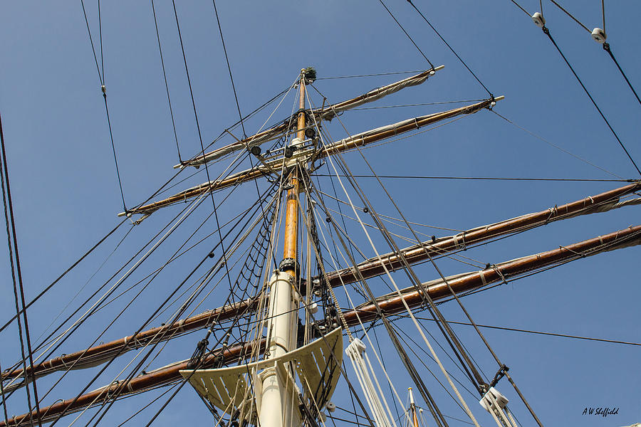 Elissa Photograph - Tall Ship Mast Rigging by Allen Sheffield