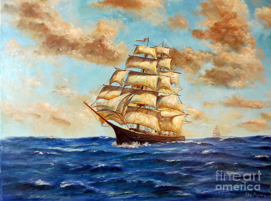 Tall Ship On The South Sea Painting by Lee Piper