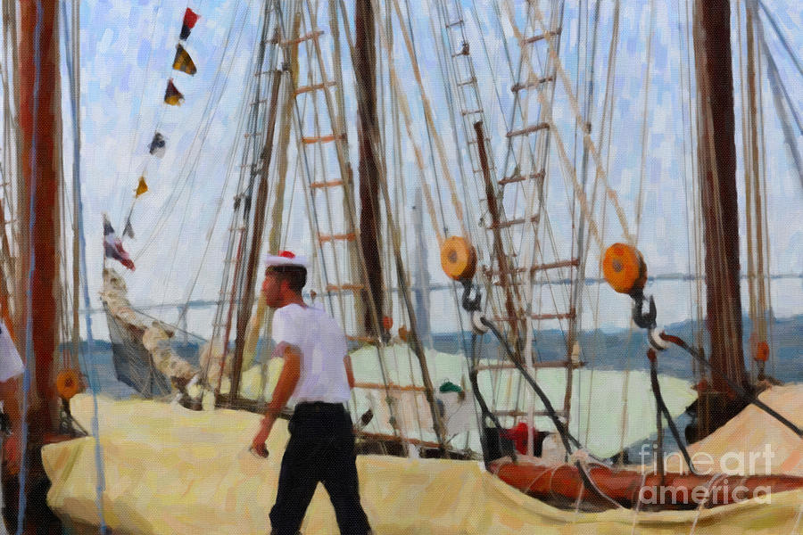 Tall Ship Sailor Duty Digital Art