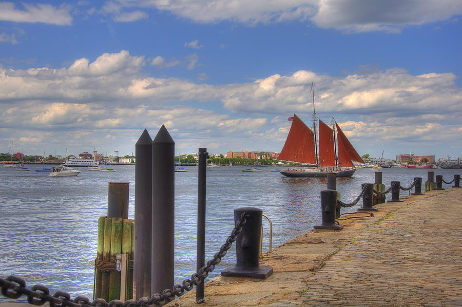 Boston Photograph - Tall Ship The Roseway in Boston Harbor by Joann Vitali
