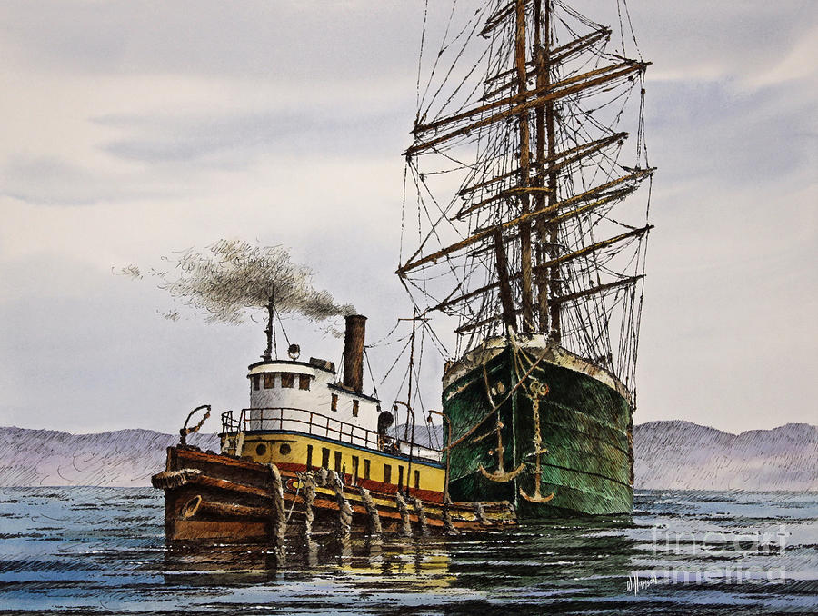 Tall Ship Tugboat Assist Painting by James Williamson