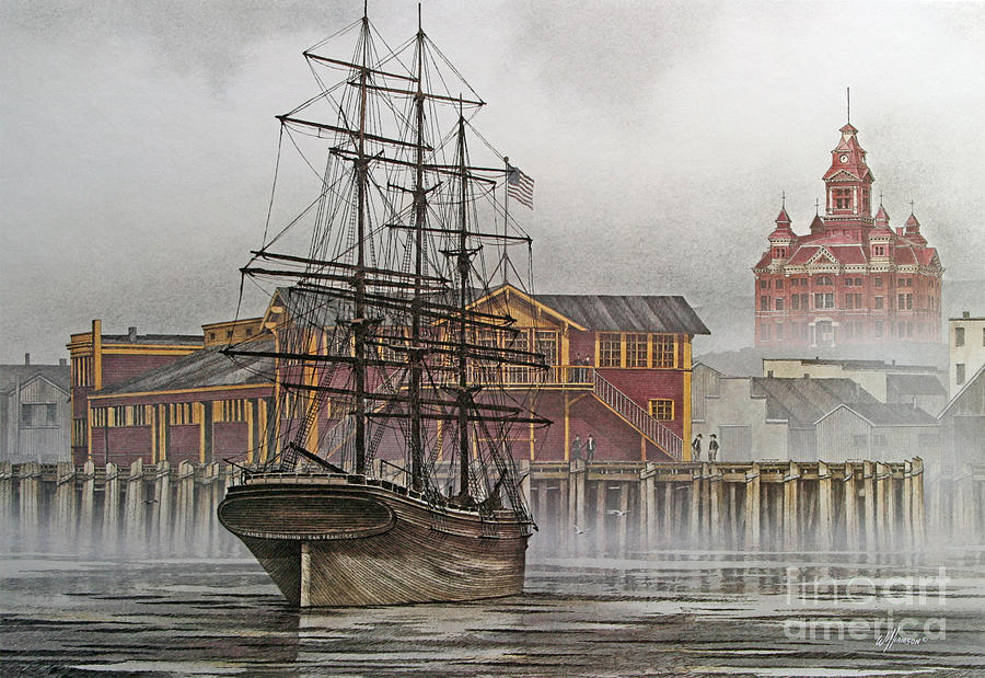 Tall Ship Waterfront Painting by James Williamson
