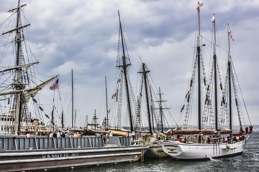Tall Ships Under A Cloudy Sky Digital Art by Photographic Art by Russel Ray Photos