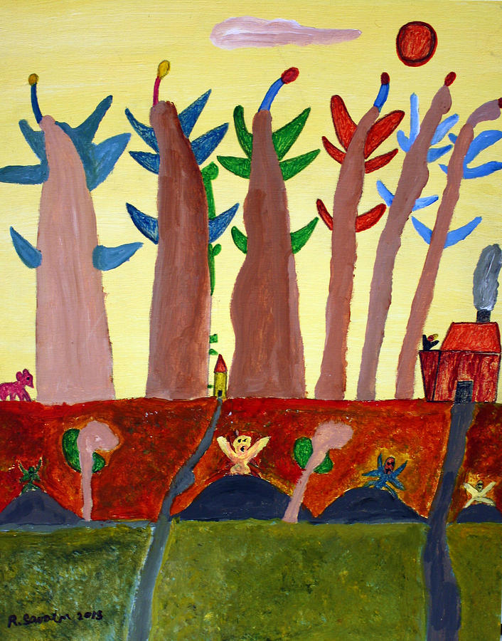 Tall Trees and Creatures Painting by Rudolph S - Fine Art America