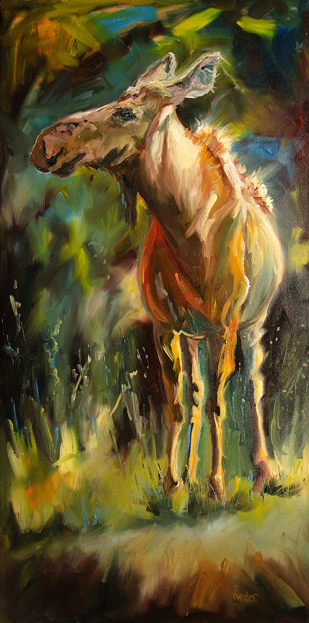 Moose Painting - Taller Than That Moose by Diane Whitehead