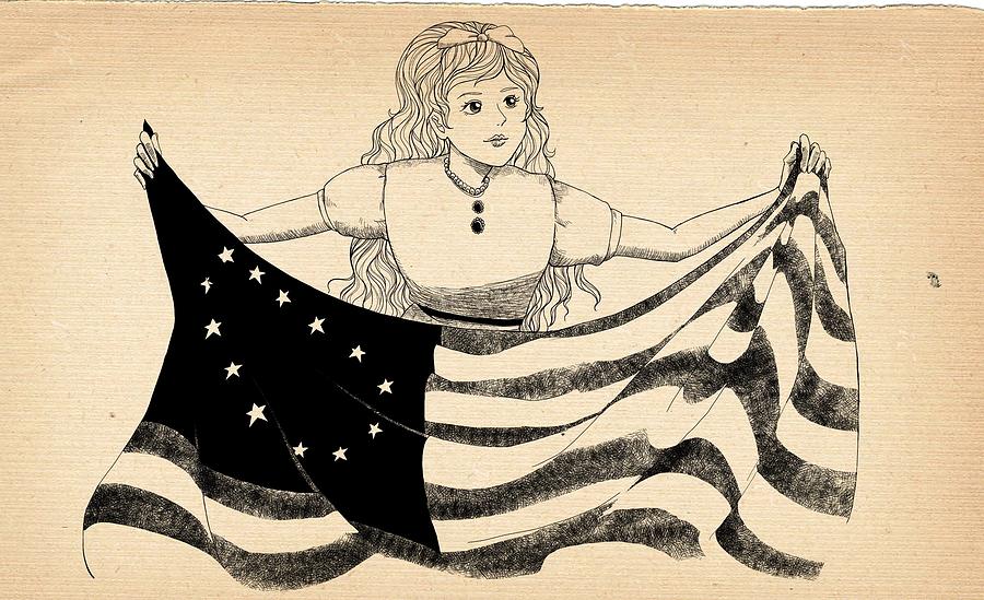 Tammy and the Flag Drawing by Reynold Jay