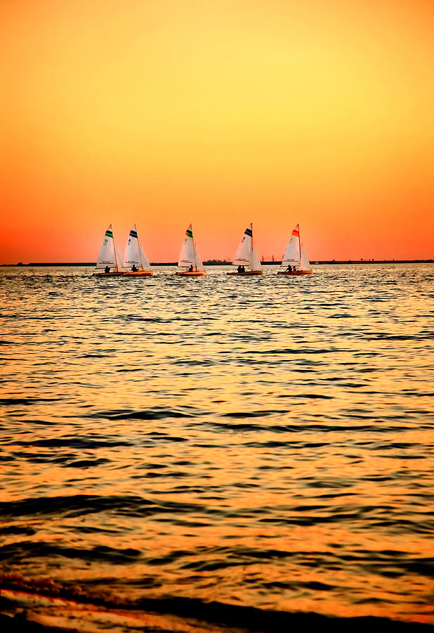 Davis Island Photograph - Tampa Bay Sail Boats Davis Island Sunset by Rebecca Brittain