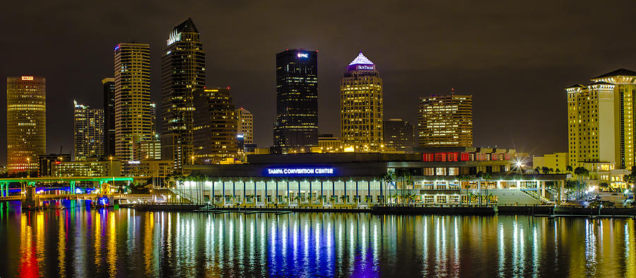 Tampa Photograph - Tampa Bay Skyline Lights by Stephen Brown
