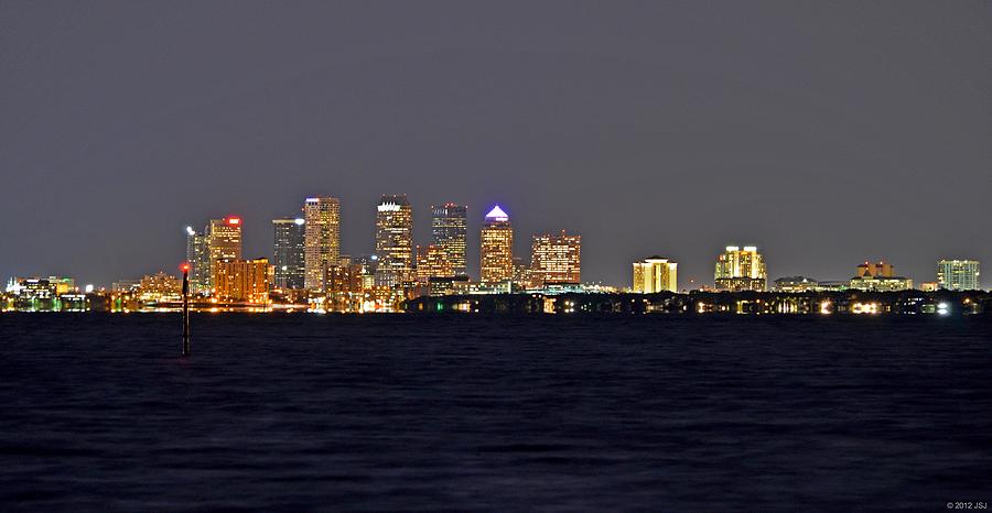 Tampa City Skyline at Night 7 November 2012 Photograph by Jeff at JSJ Photography
