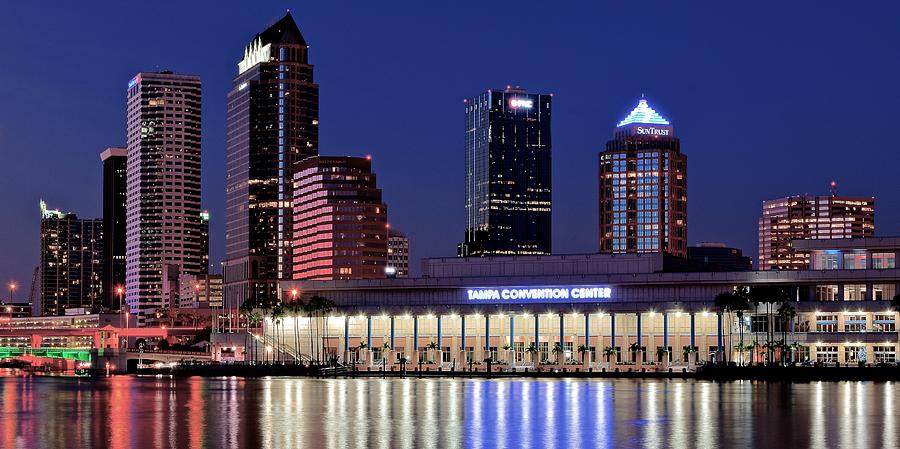 Tampa Photograph - Tampa Convention Center Panoramic by Frozen in Time Fine Art Photography