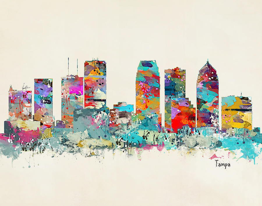 Skyline Painting - Tampa Florida skyline by Bri Buckley