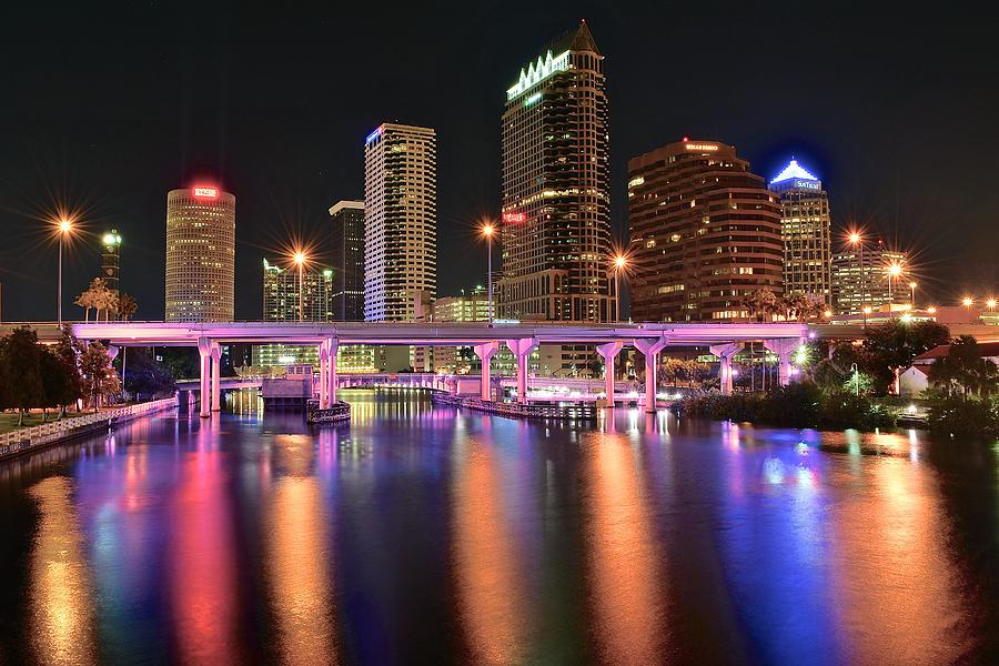 Tampa Photograph - Tampa Lights by Frozen in Time Fine Art Photography