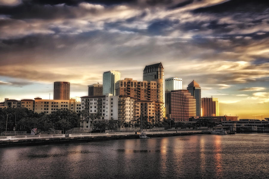 Tampa Skyline at Sunrise in HDR Photograph by Michael White