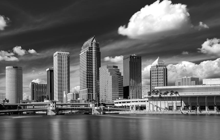 Tampa Skyline In Black And White Photograph by William Carson Jr