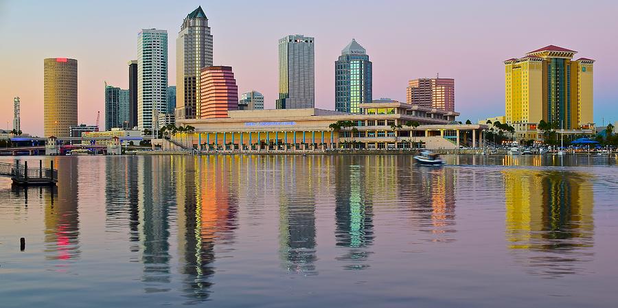 Tampa Photograph - Tampa Sunset Panorama by Frozen in Time Fine Art Photography