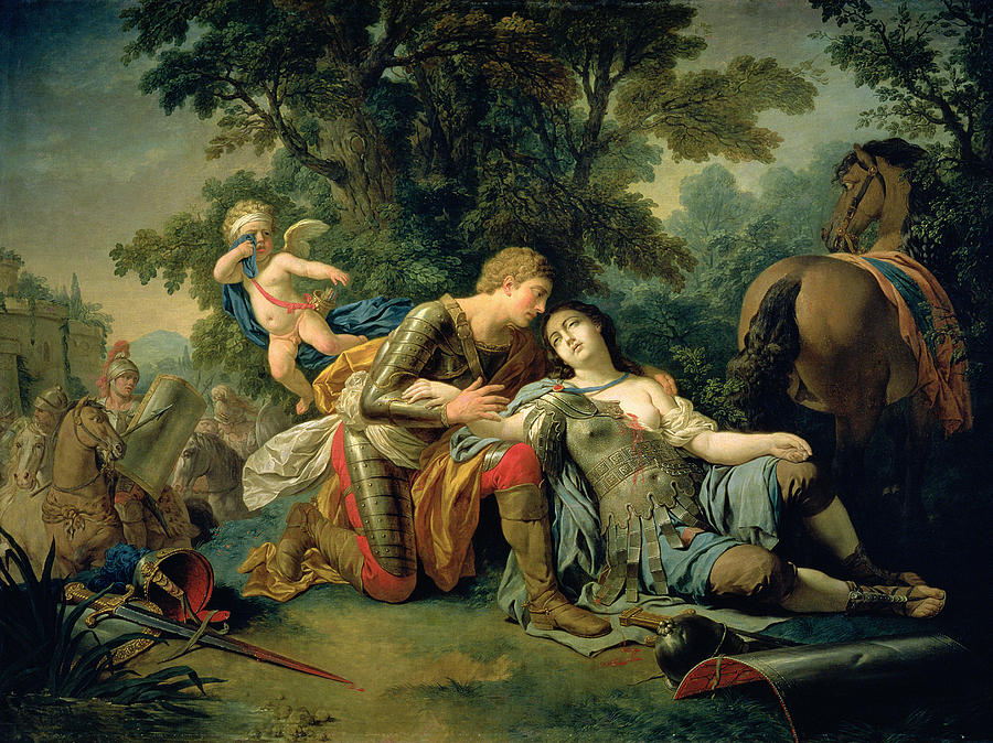 Knight Painting - Tancred And Clorinda, 1761 by Louis Jean Francois I Lagrenee