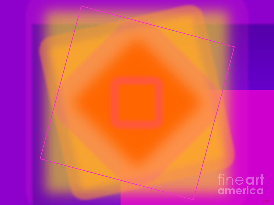 Abstract Digital Art - Tangerine and Orange Squares by Geraldine Cote
