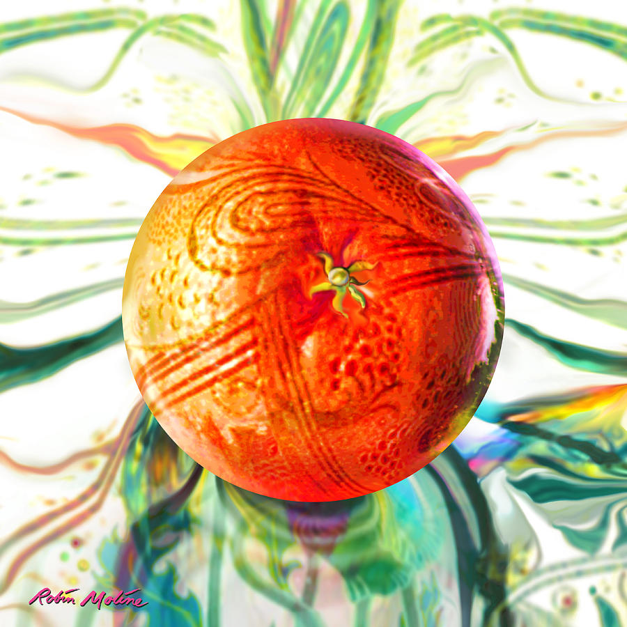 Tangerine Orb Nouveau Painting by Robin Moline