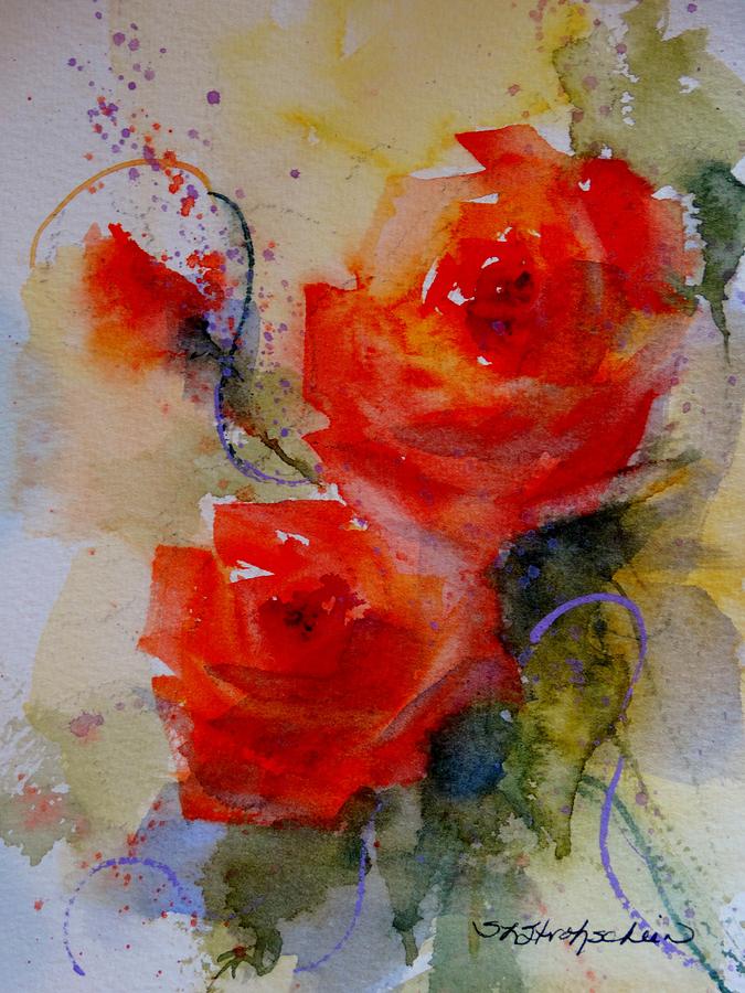 Tangerine Roses Painting by Sandra Strohschein