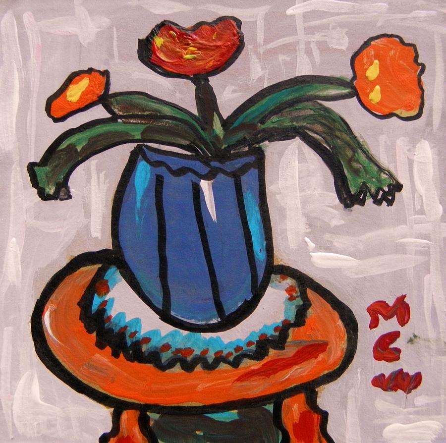 Tangerine Table Painting by Mary Carol Williams