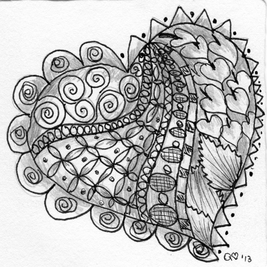 Tangle Heart 1 Drawing by Quwatha Valentine