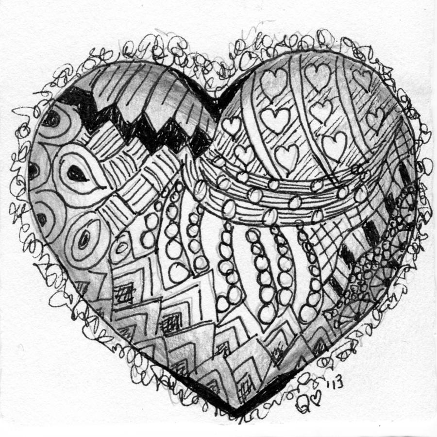Tangle Heart 2 Drawing by Quwatha Valentine