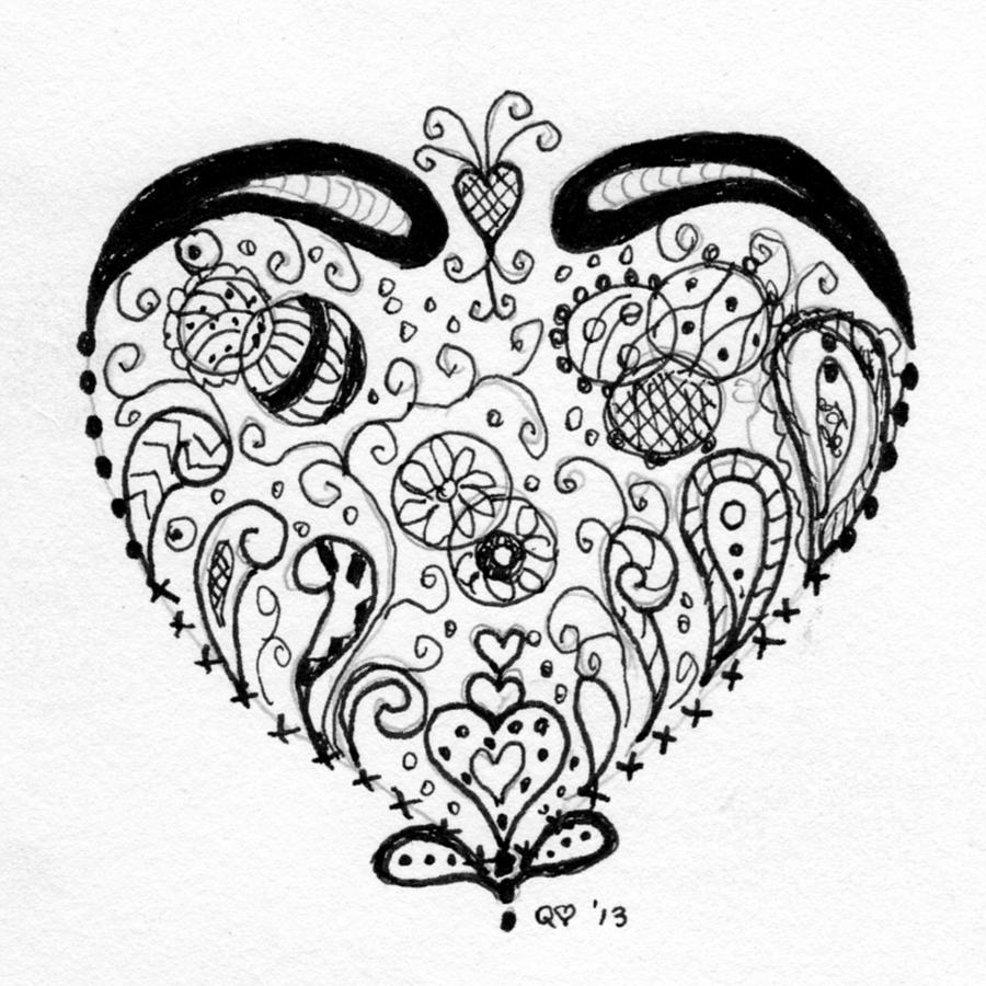 Tangle Heart 3 Drawing by Quwatha Valentine