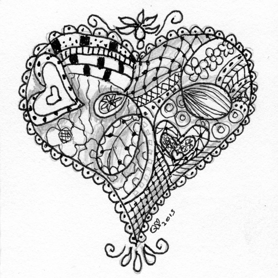 Tangle Heart 4 Drawing by Quwatha Valentine