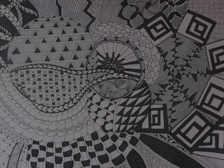 Zentangle Drawing - Tangle Whirl by Nancy Fillip