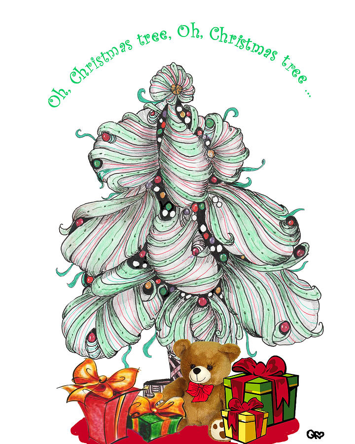 Tangled Christmas Tree Drawing by Quwatha Valentine