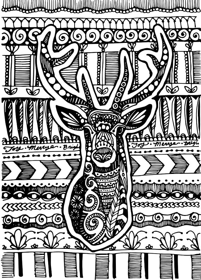 Deer Drawing - Tangled Deer by Sadie Maughan