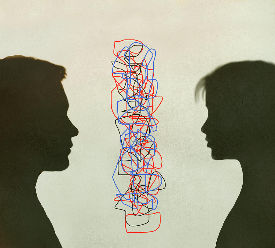 Tangled Lines Separating Couple Photograph by Ikon Images