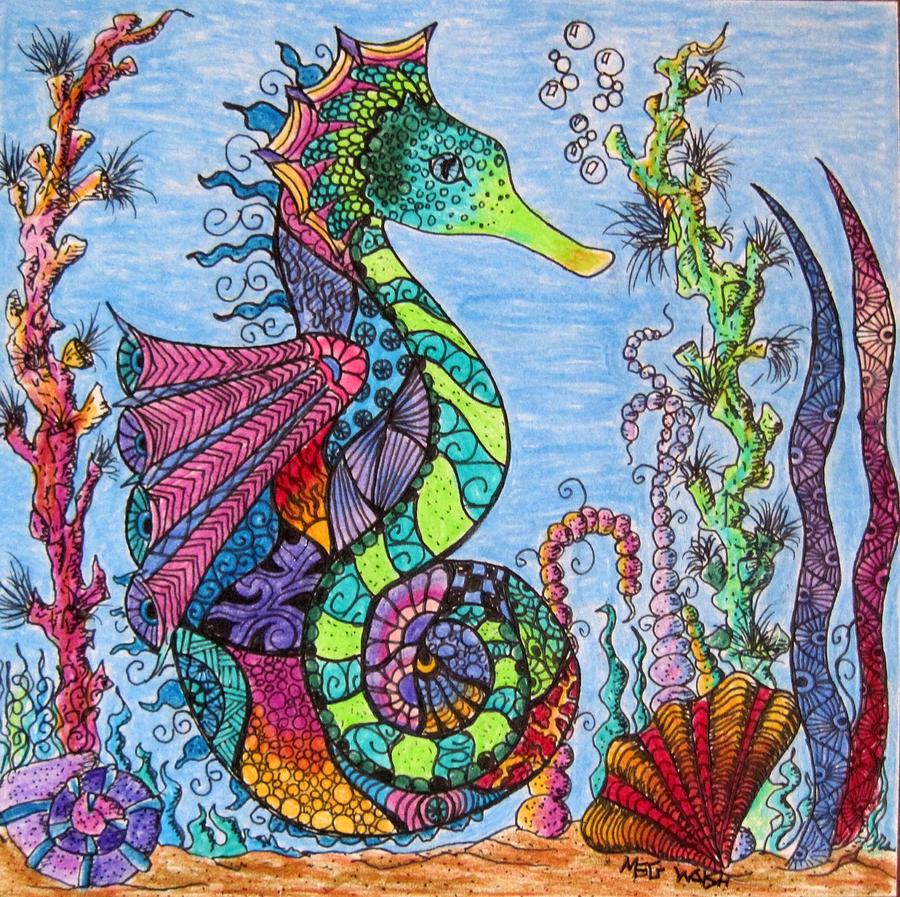 Tangled seahorse Drawing by Megan Walsh